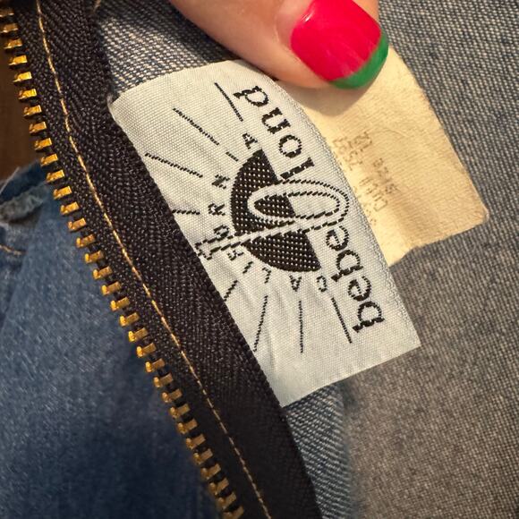 Vintage California Bebe Blond‎ Girl’s Denim Dress 12 Kids Jean Ruffle 80s Kids - Picture 4 of 7